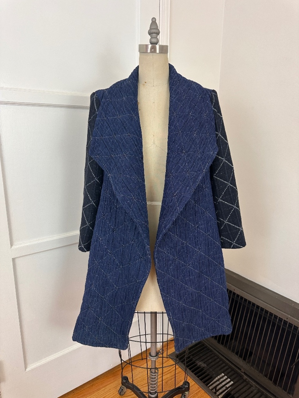 color blocked wool coat